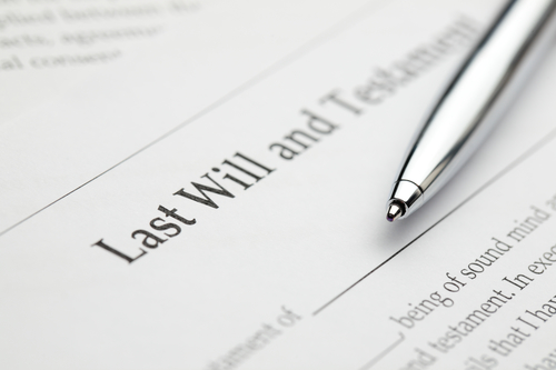 Last will & testament document and a ballpen