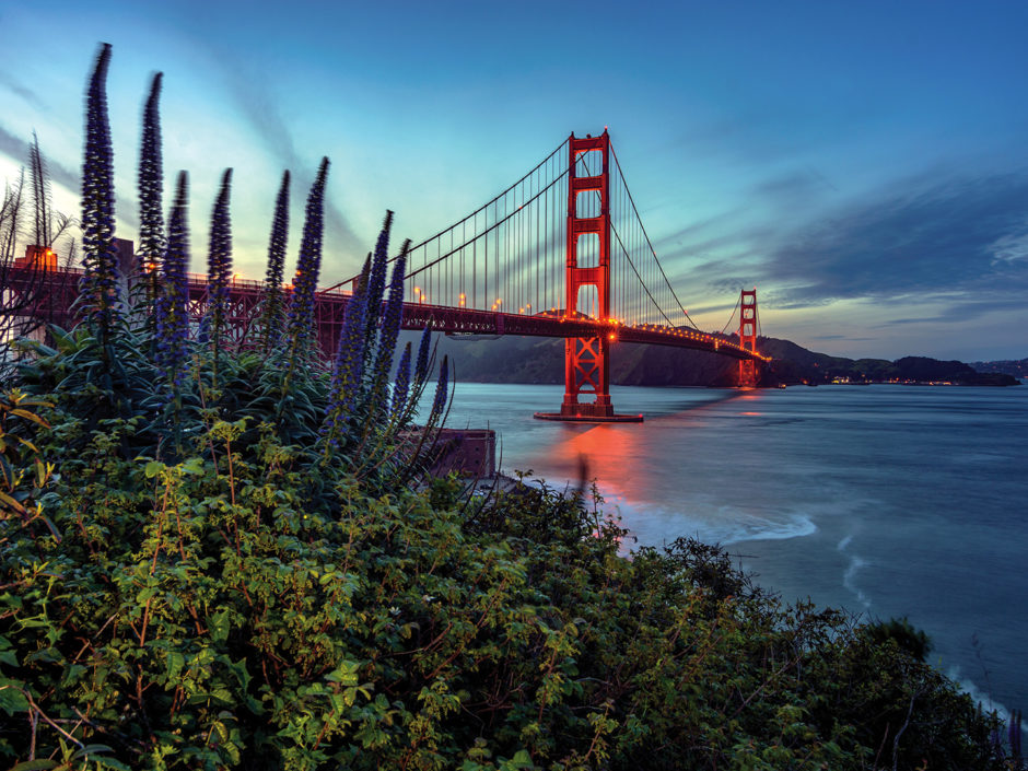 San Francisco Bay bridge night view